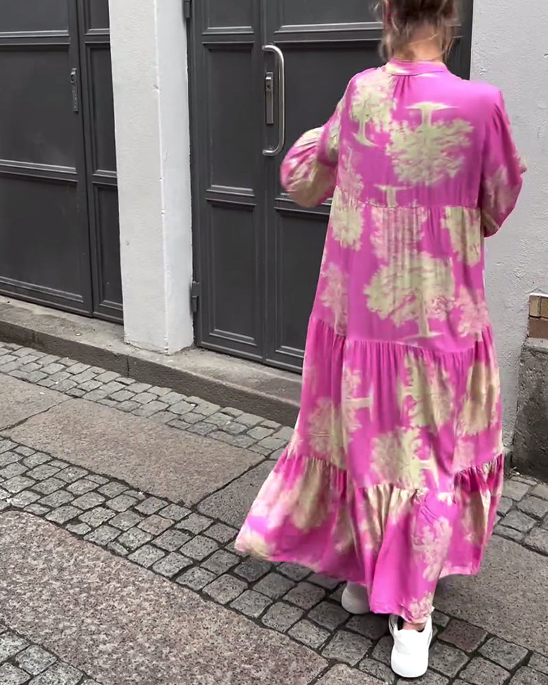 Francesca | Robe longue fluide à imprimé Statement