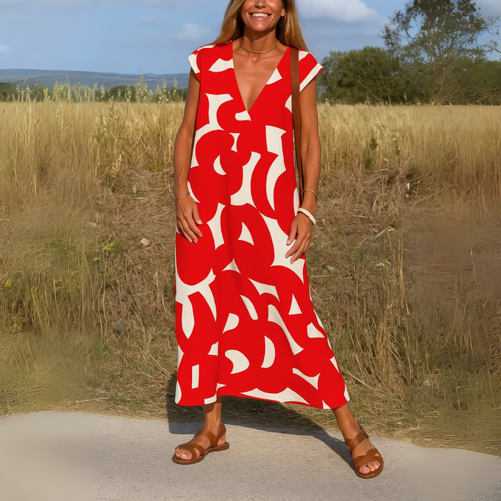 Valérie | Robe à col en V coupé évasée