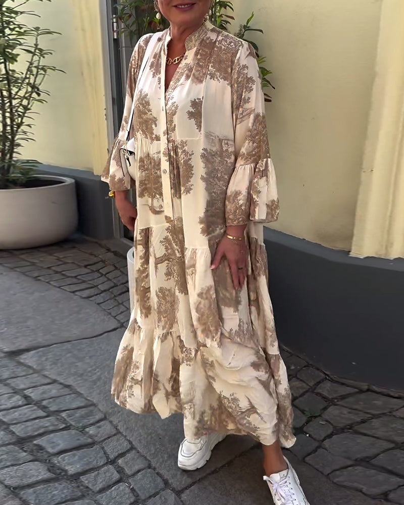 Francesca | Robe longue fluide à imprimé Statement