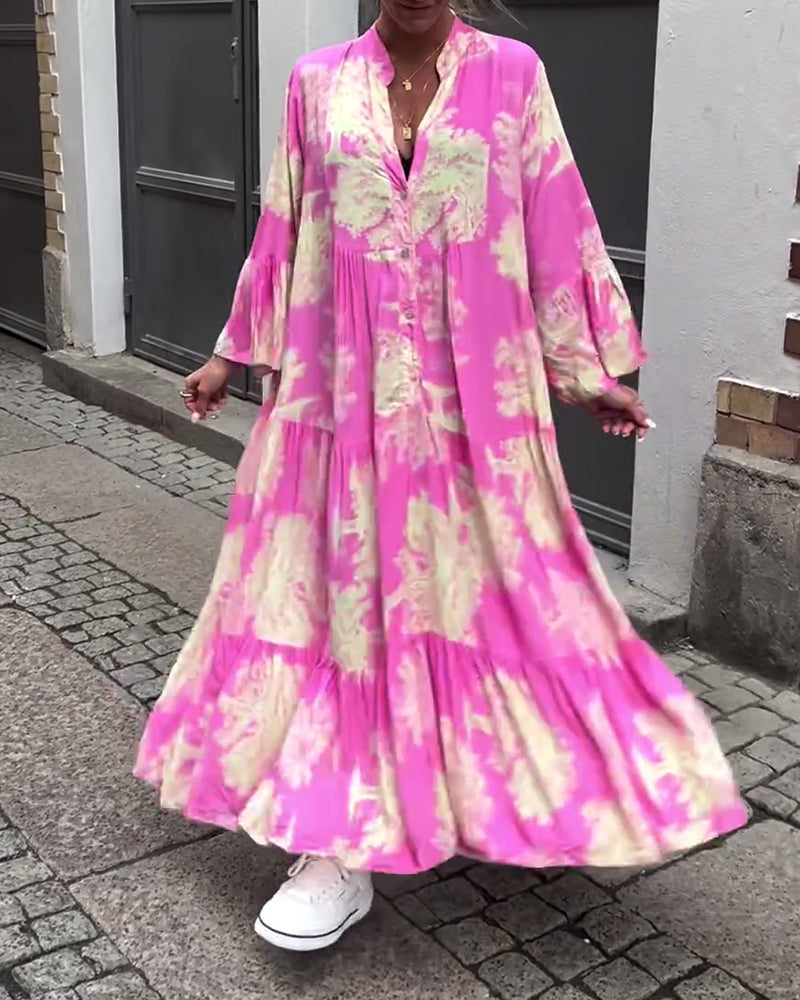 Francesca | Robe longue fluide à imprimé Statement