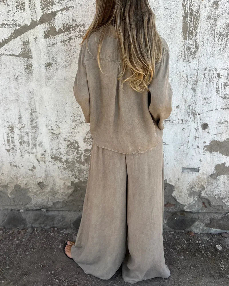 Noura | Ensemble décontracté en lin avec pantalon large