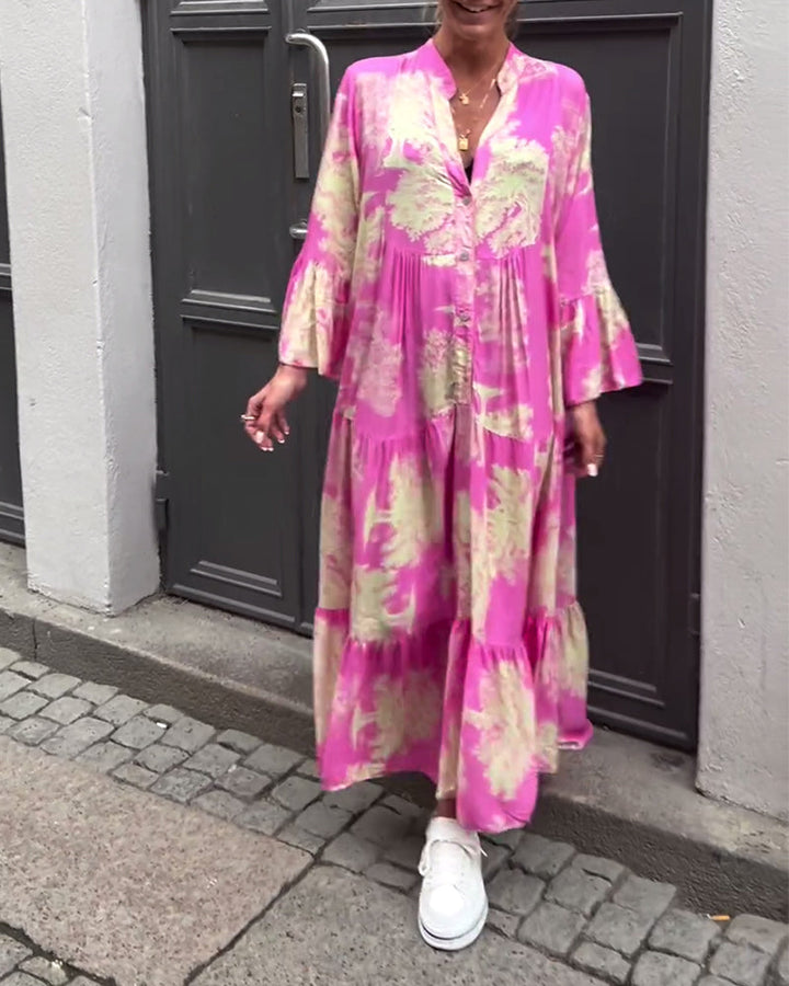 Francesca | Robe longue fluide à imprimé Statement