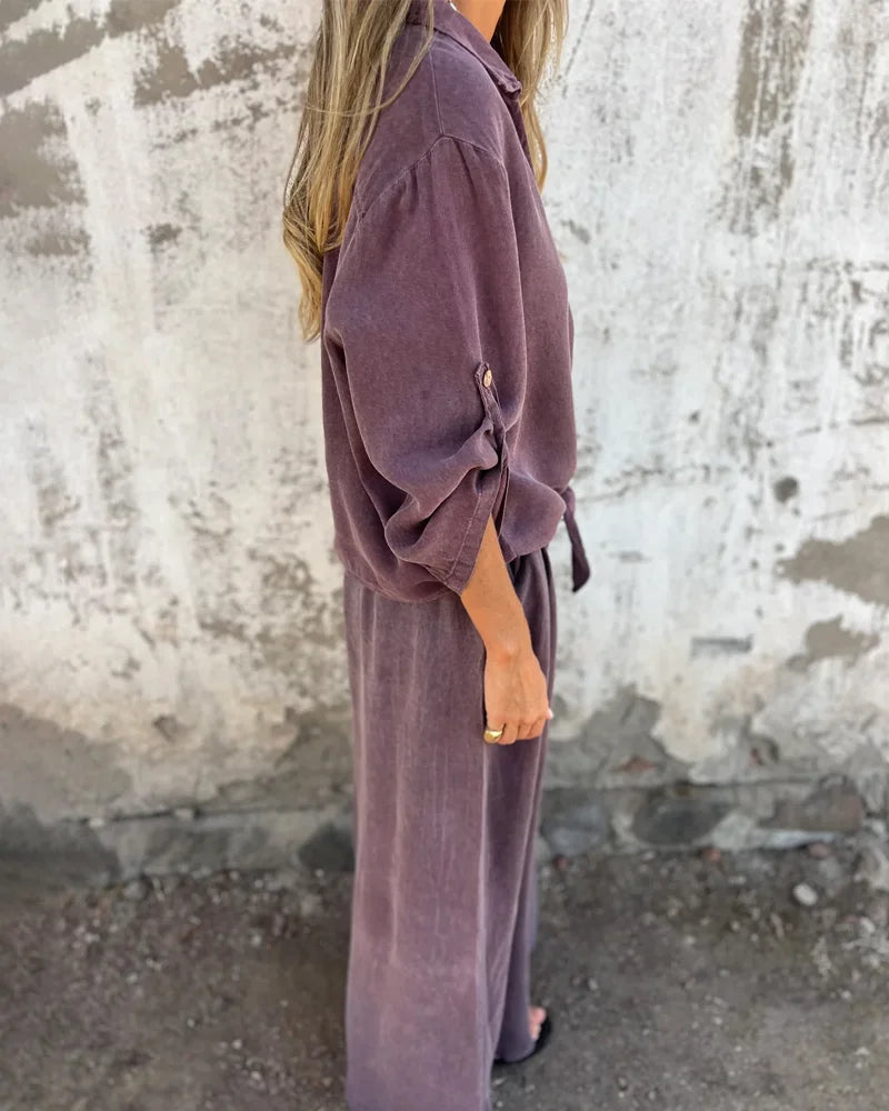 Noura | Ensemble décontracté en lin avec pantalon large