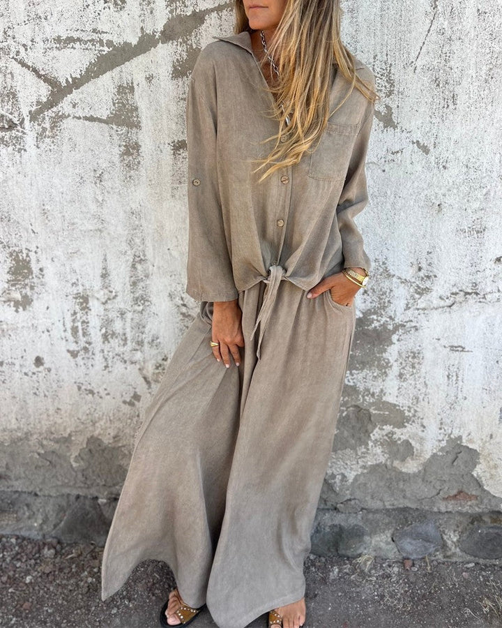 Noura | Ensemble décontracté en lin avec pantalon large