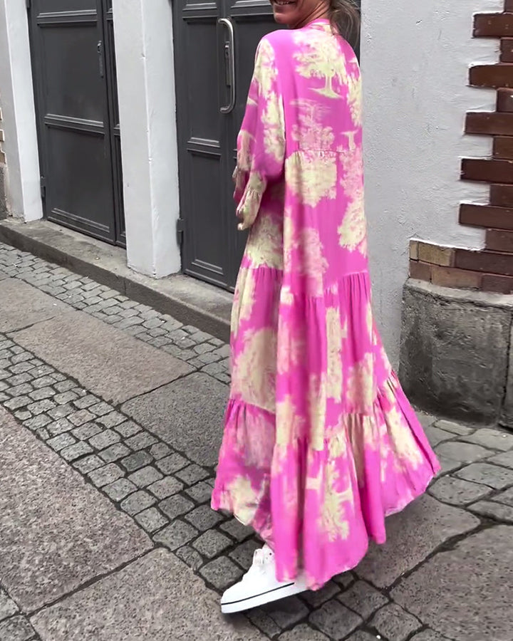 Francesca | Robe longue fluide à imprimé Statement
