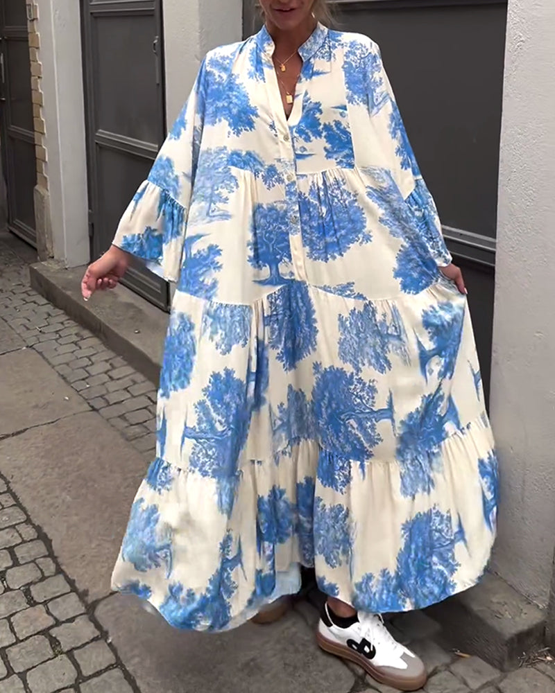 Francesca | Robe longue fluide à imprimé Statement