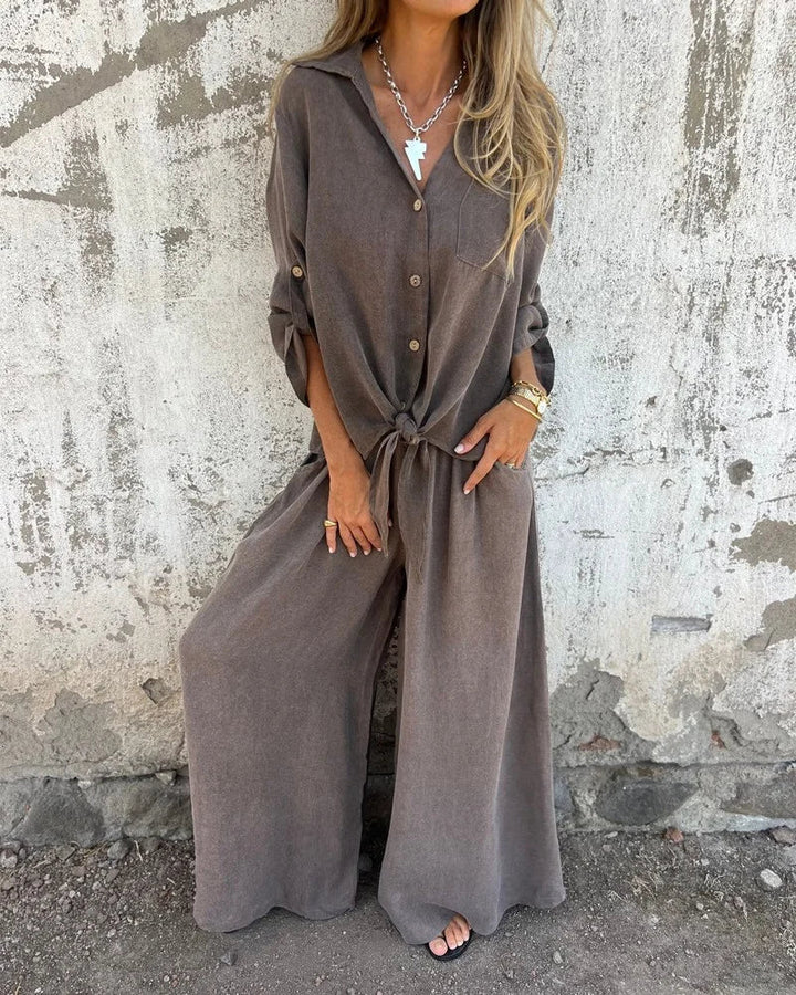 Noura | Ensemble décontracté en lin avec pantalon large