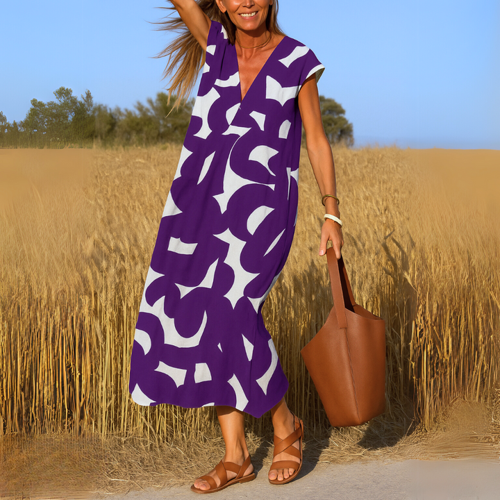 Valérie | Robe à col en V coupé évasée