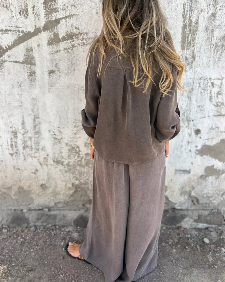 Noura | Ensemble décontracté en lin avec pantalon large