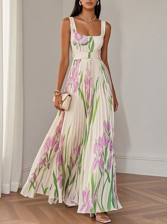 Fiora | Robe plissée d'été à imprimé fleuri romantique