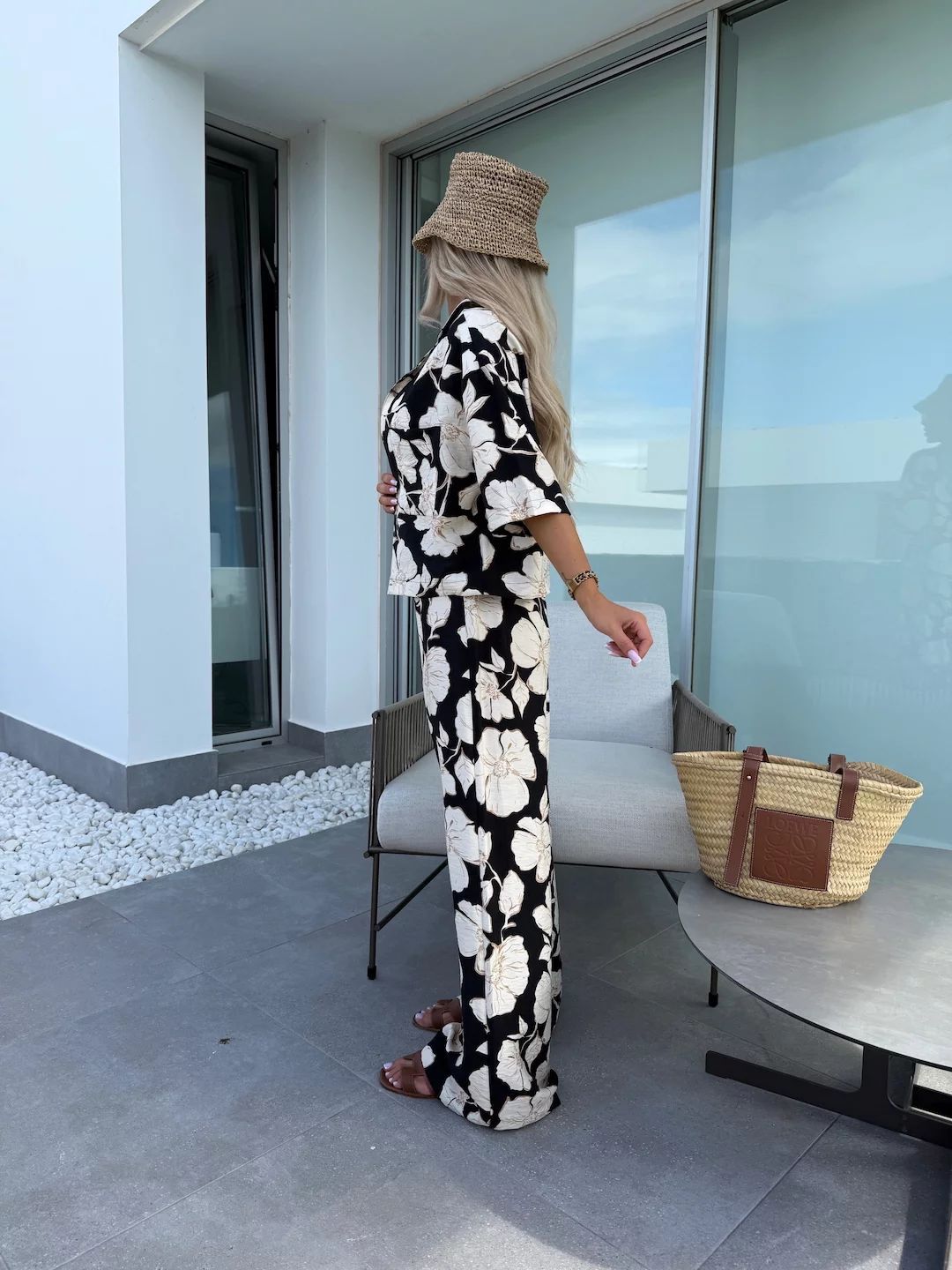 Luz | Ensemble fleuri deux pièces avec pantalon large