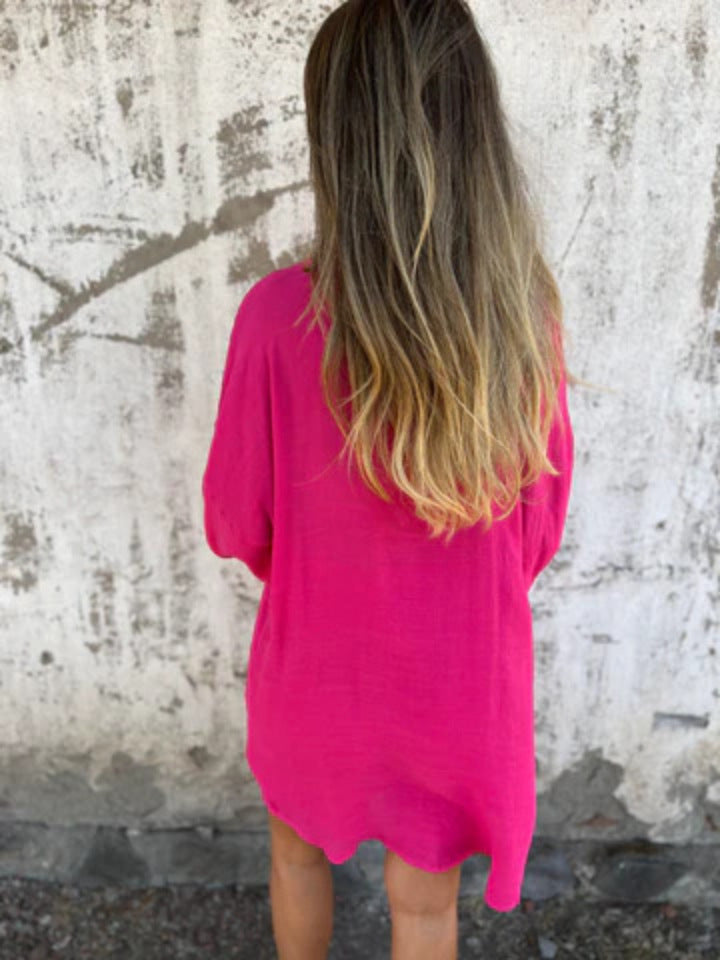 Niva | Ensemble décontracté en lin avec blouse longue et short relax