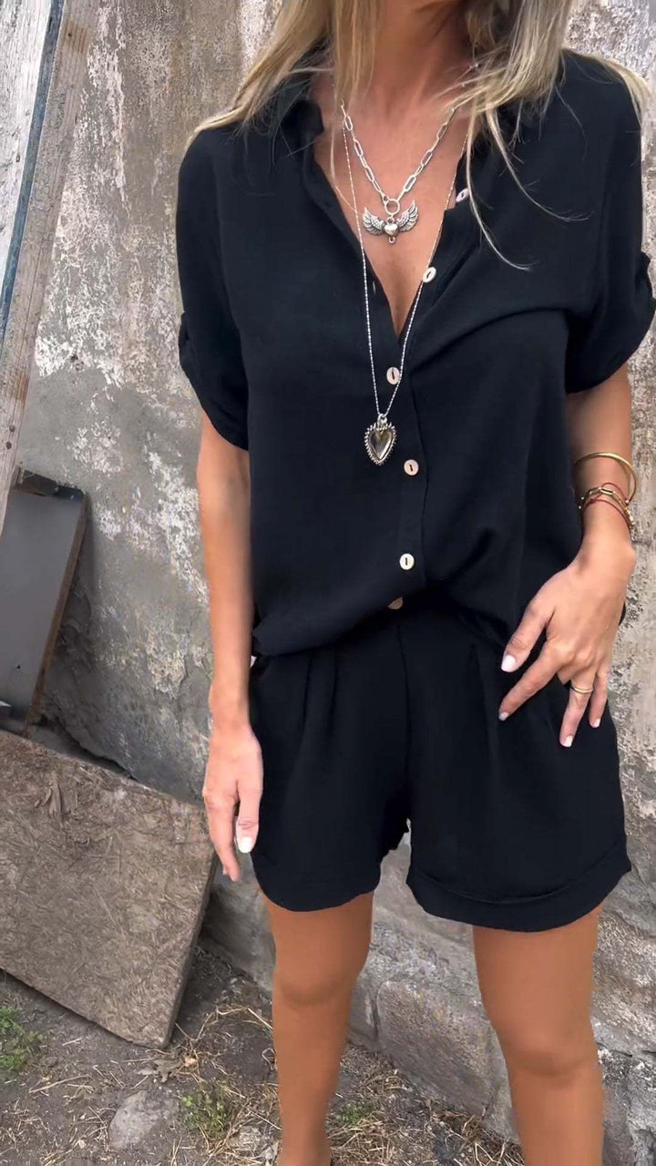 Mila | Ensemble en lin avec short et chemise ample