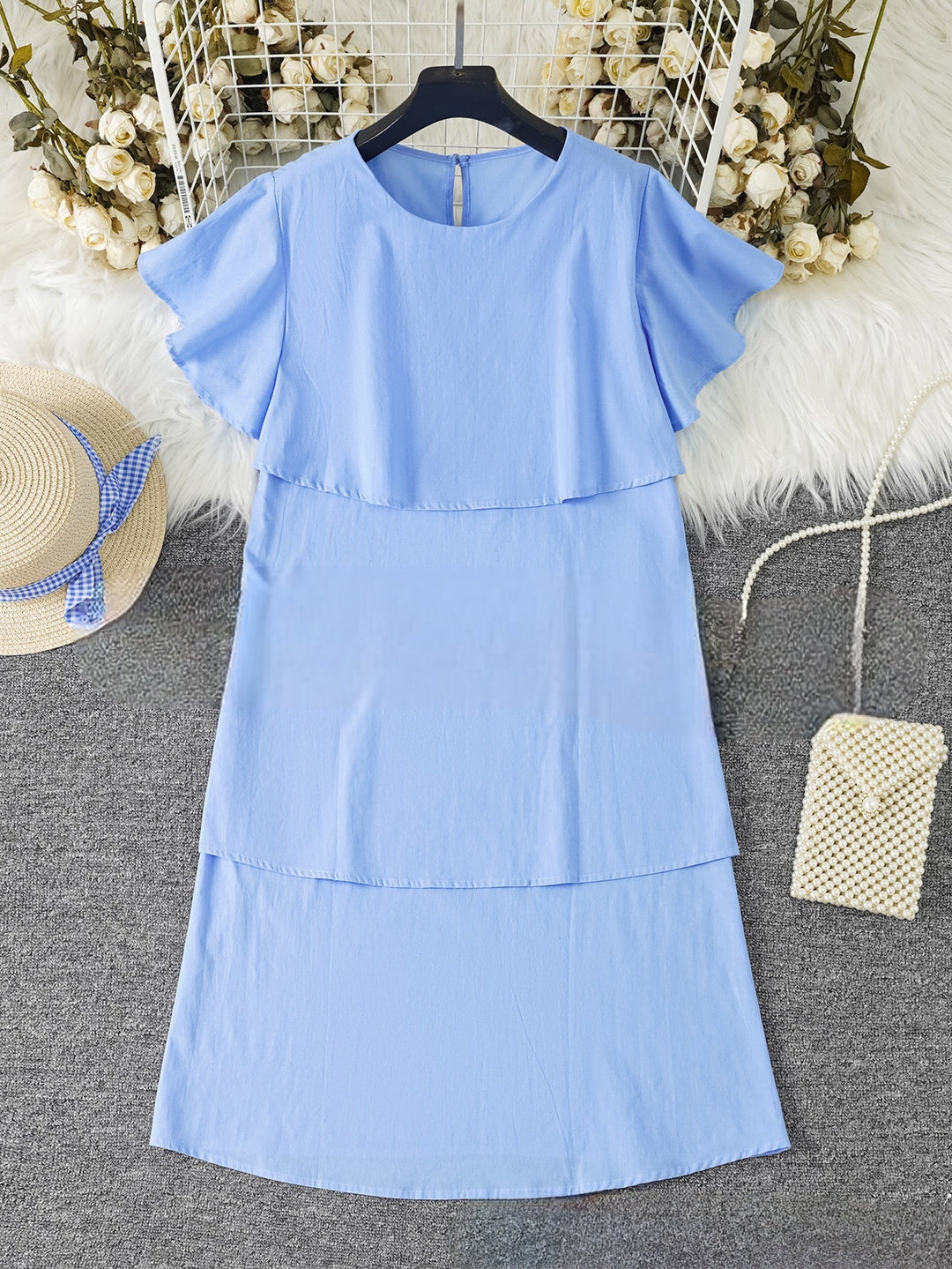 Cécile | Robe midi estivale en lin avec détails volants