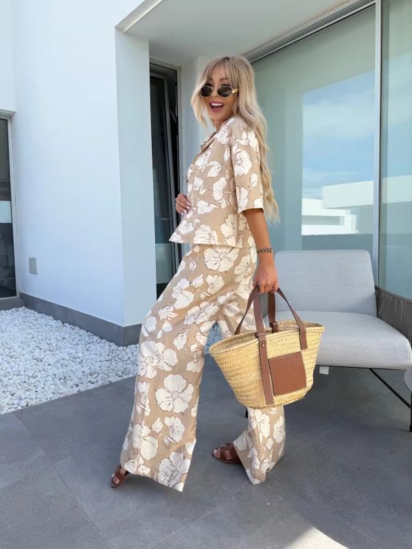Luz | Ensemble fleuri deux pièces avec pantalon large
