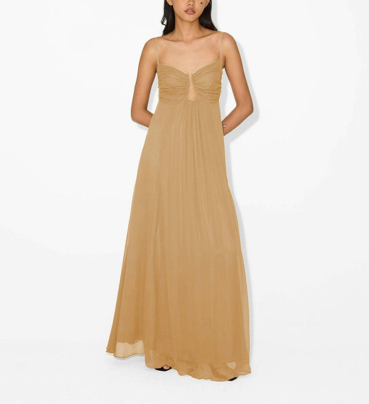 Aline | Robe longue féminine avec détail ouvert sur le devant