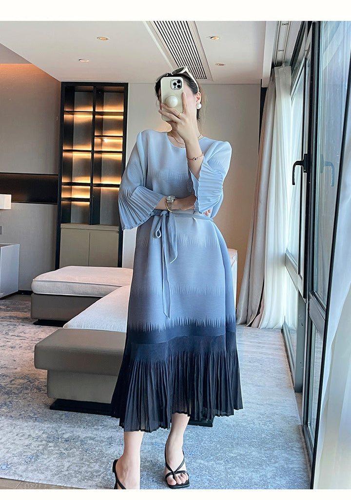 Nahla | Robe midi plissée à effet ombré subtil