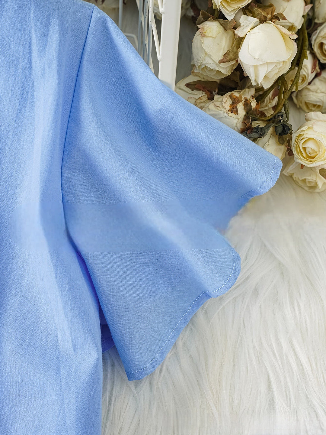 Cécile | Robe midi estivale en lin avec détails volants