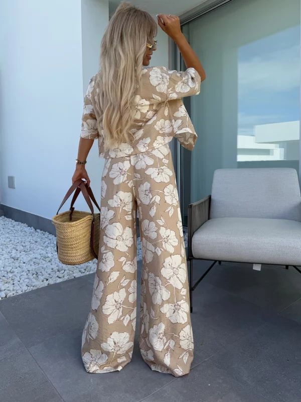 Luz | Ensemble fleuri deux pièces avec pantalon large
