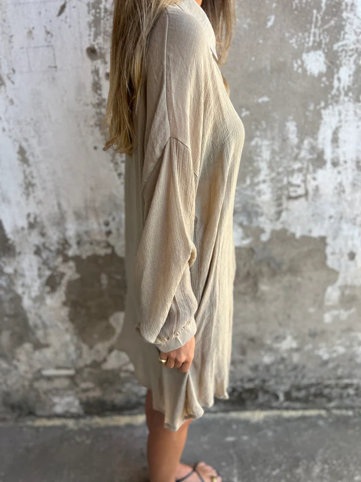 Niva | Ensemble décontracté en lin avec blouse longue et short relax