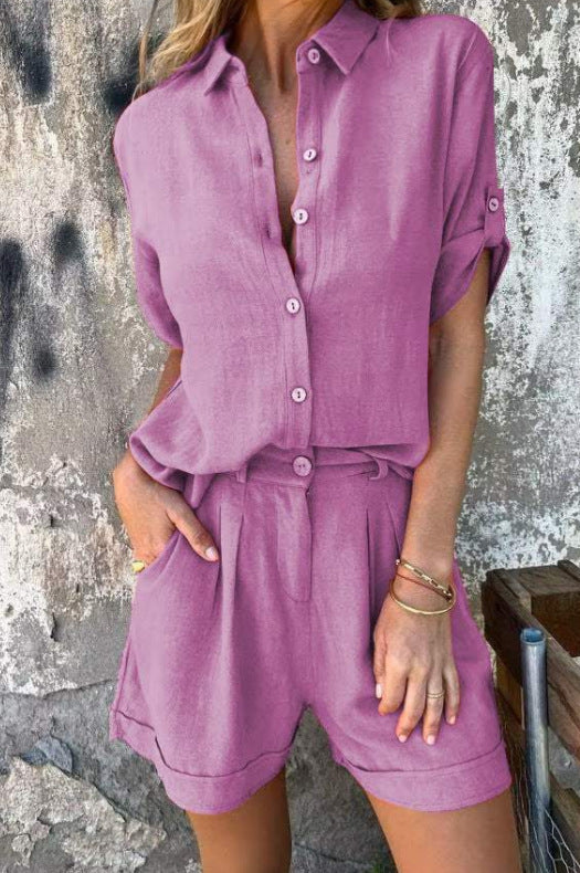 Mila | Ensemble en lin avec short et chemise ample