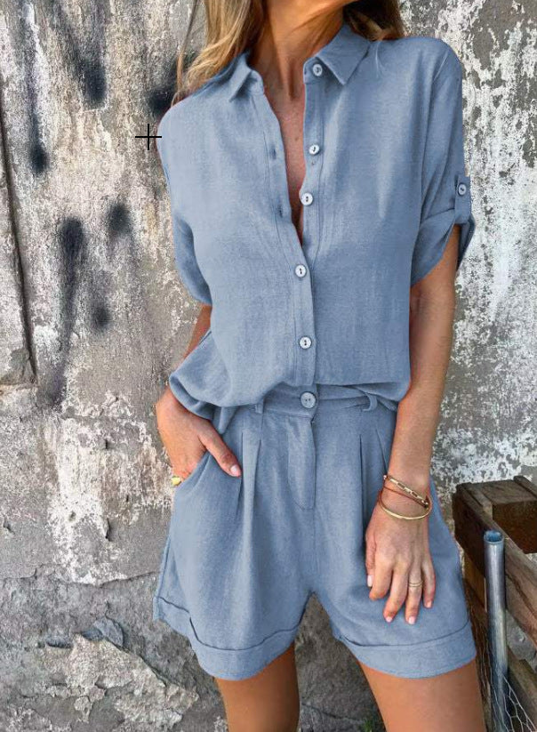 Mila | Ensemble en lin avec short et chemise ample