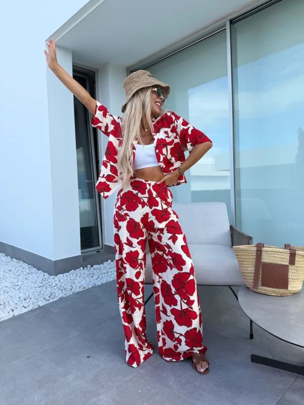 Luz | Ensemble fleuri deux pièces avec pantalon large