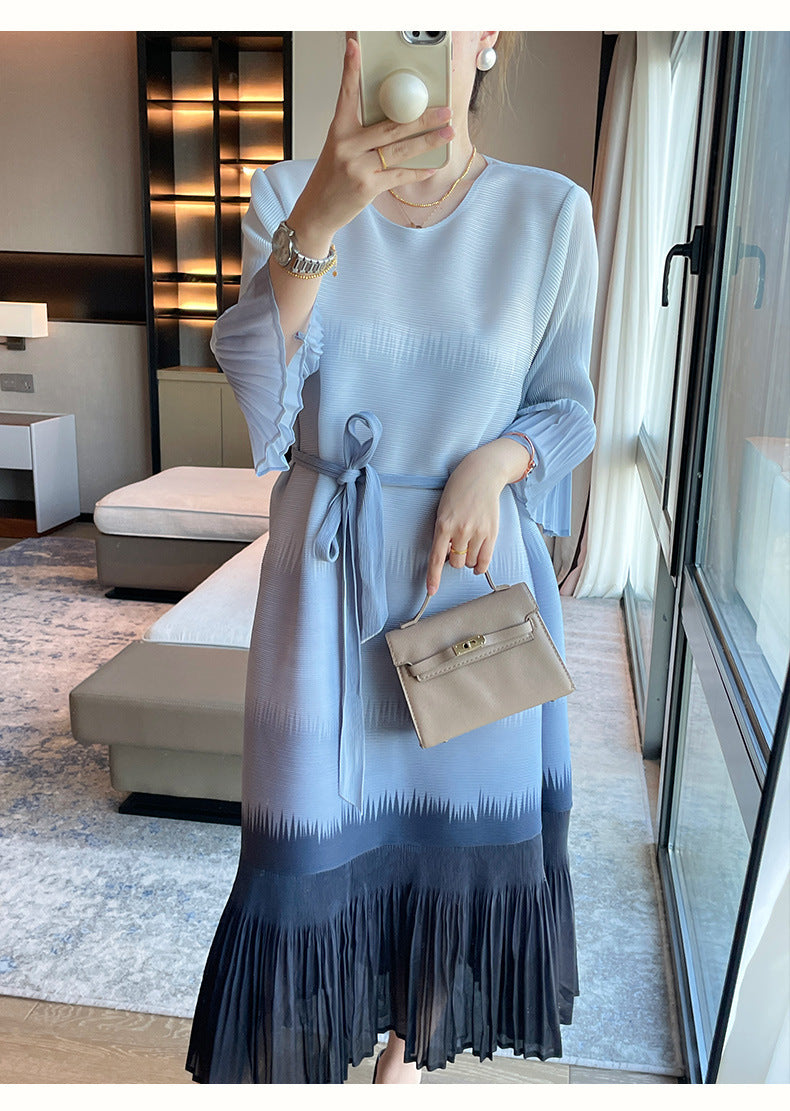 Nahla | Robe midi plissée à effet ombré subtil