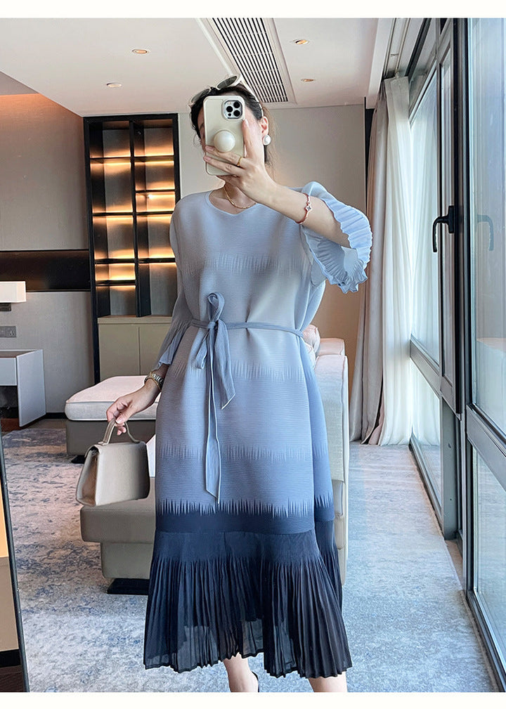 Nahla | Robe midi plissée à effet ombré subtil