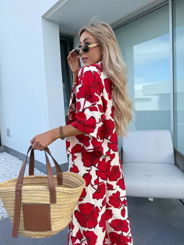 Luz | Ensemble fleuri deux pièces avec pantalon large