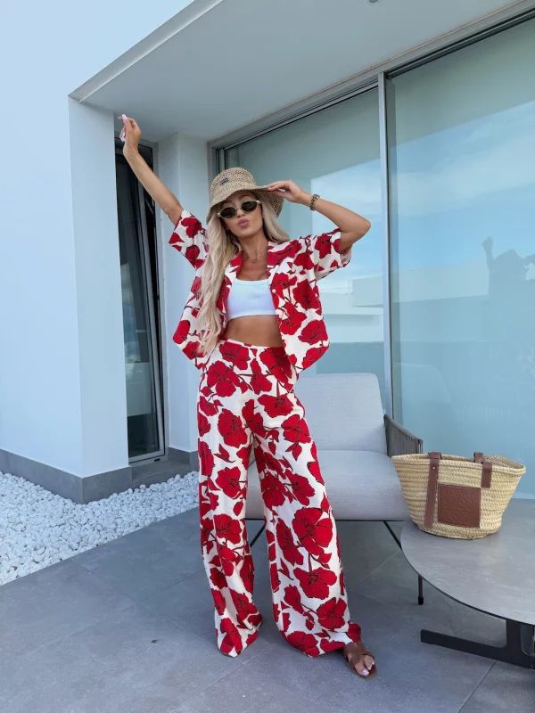 Luz | Ensemble fleuri deux pièces avec pantalon large