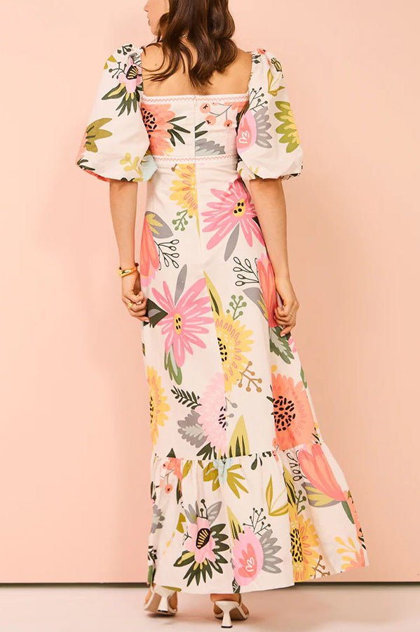 Isabelle | Robe longue à imprimés artistiques d'été