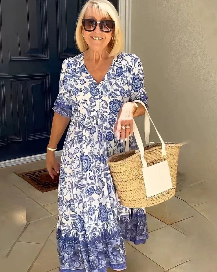 Estelle | Robe midi légère à imprimé fleuri