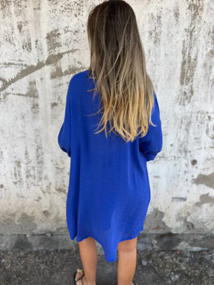 Niva | Ensemble décontracté en lin avec blouse longue et short relax