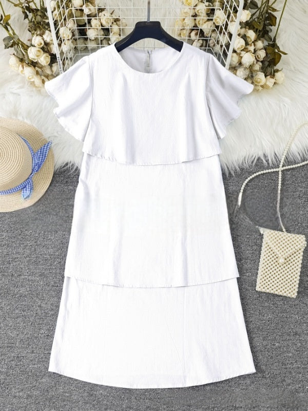 Cécile | Robe midi estivale en lin avec détails volants