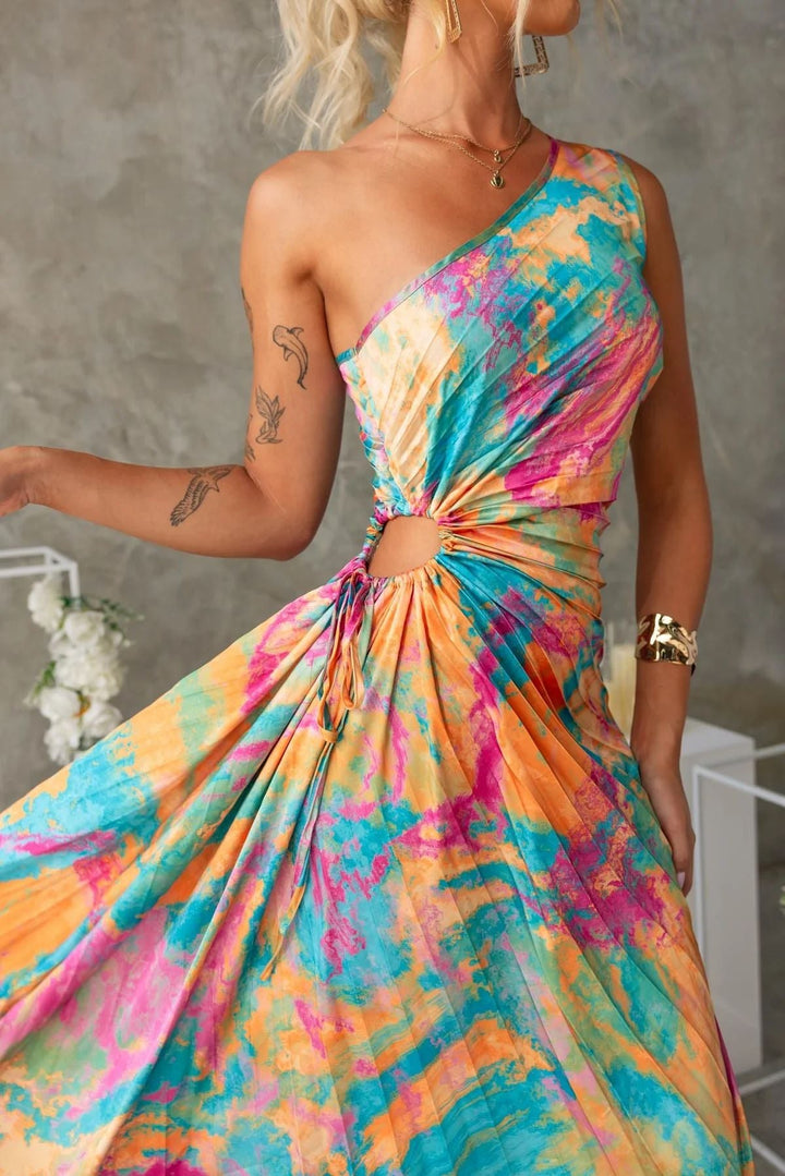 Amira | Robe longue asymétrique à imprimé