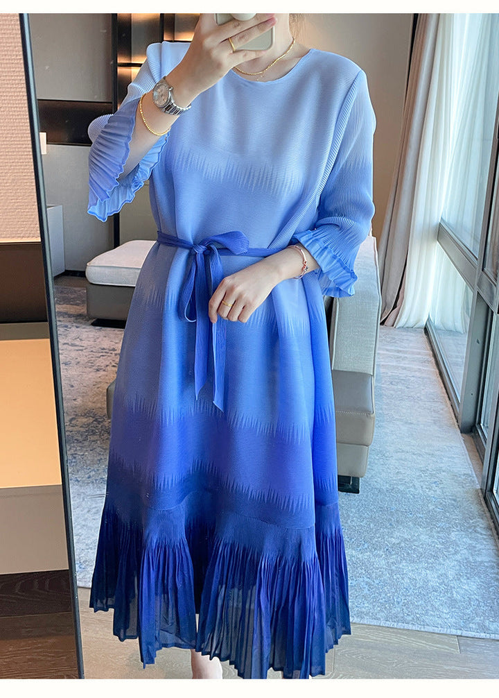 Nahla | Robe midi plissée à effet ombré subtil