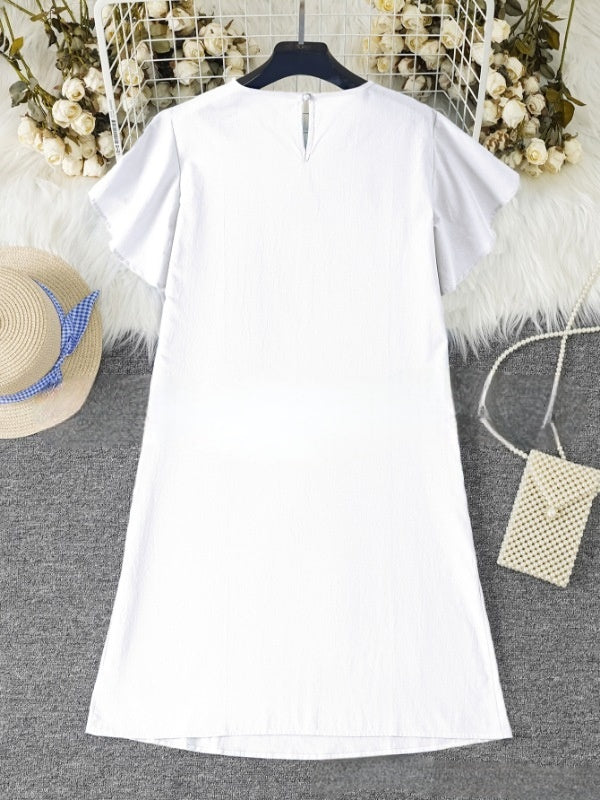 Cécile | Robe midi estivale en lin avec détails volants