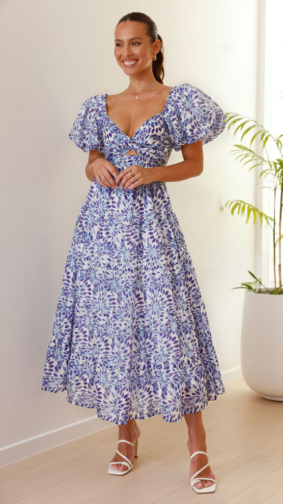 Isla | Robe longue à imprimé avec découpe à la taille
