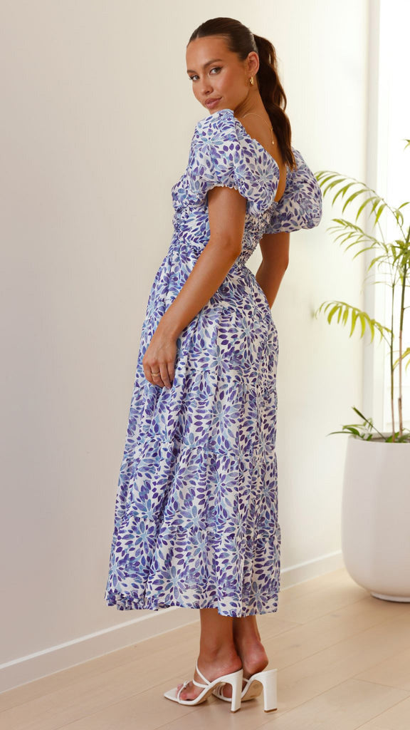 Isla | Robe longue à imprimé avec découpe à la taille