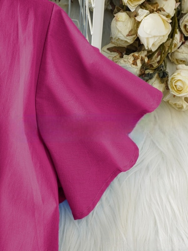 Cécile | Robe midi estivale en lin avec détails volants
