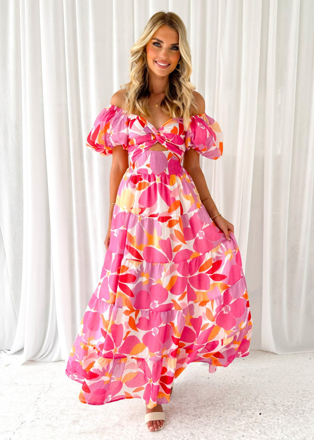 Isla | Robe longue à imprimé avec découpe à la taille
