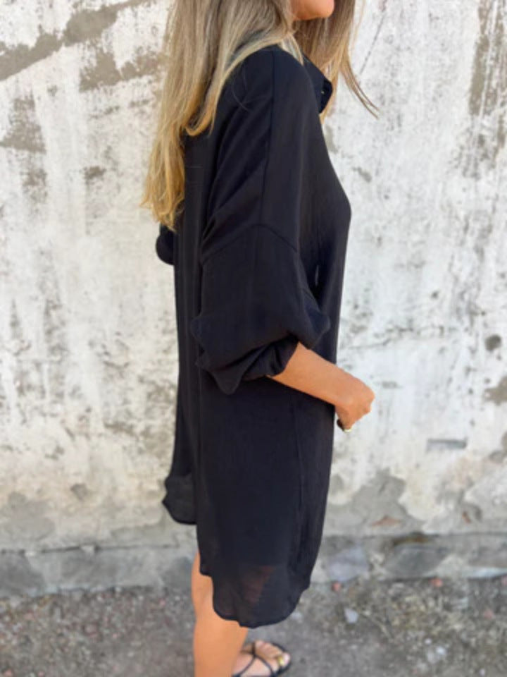 Niva | Ensemble décontracté en lin avec blouse longue et short relax