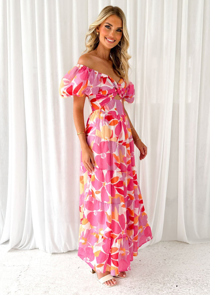 Isla | Robe longue à imprimé avec découpe à la taille
