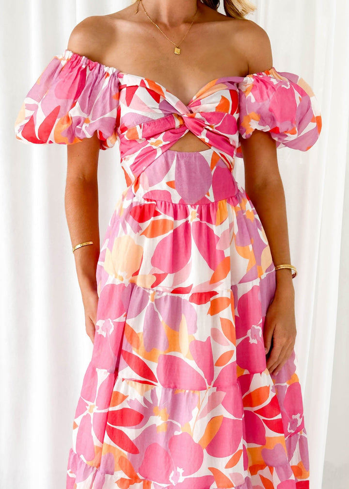 Isla | Robe longue à imprimé avec découpe à la taille