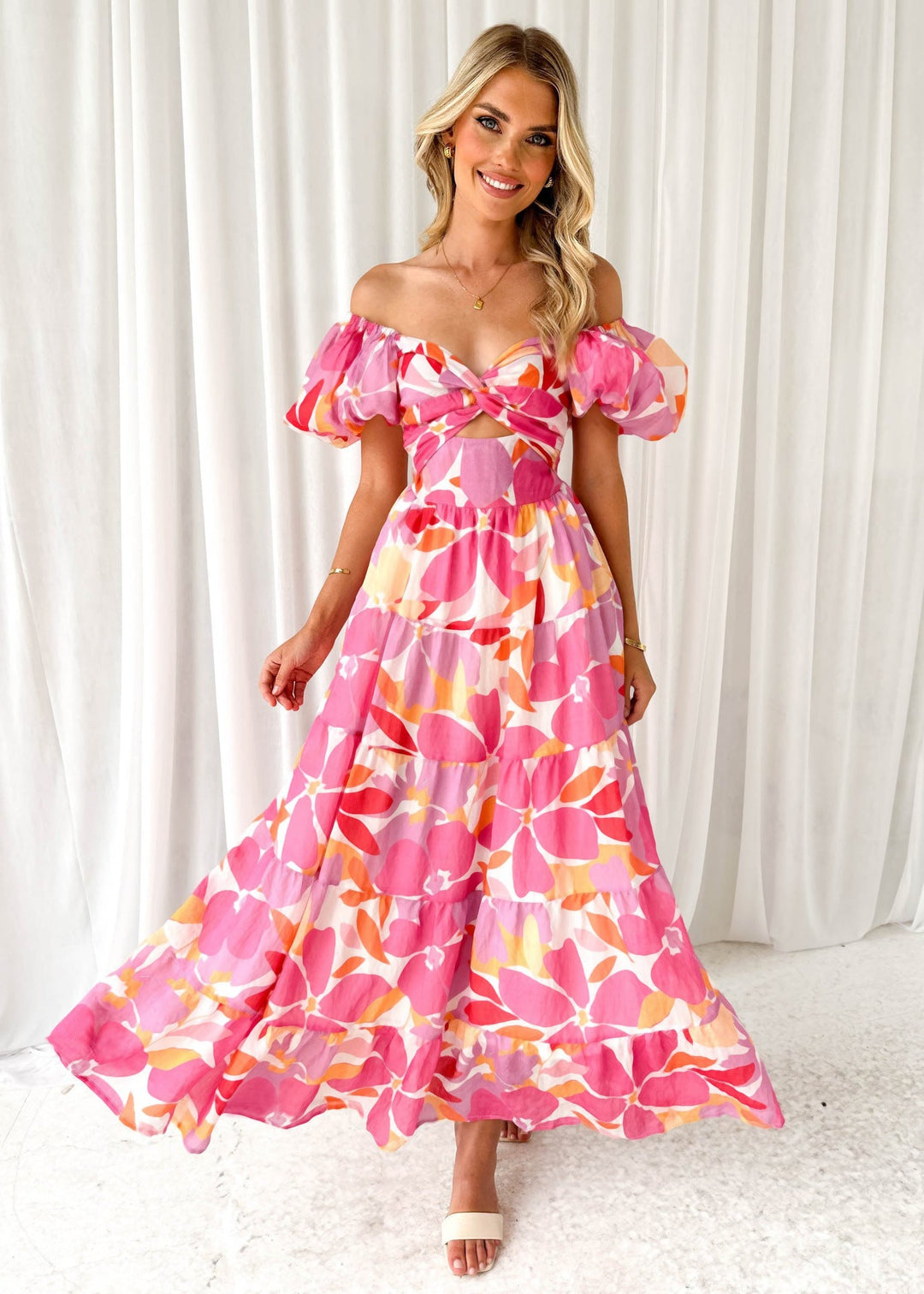 Isla | Robe longue à imprimé avec découpe à la taille