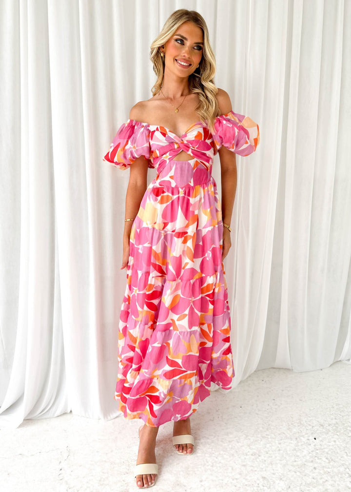 Isla | Robe longue à imprimé avec découpe à la taille