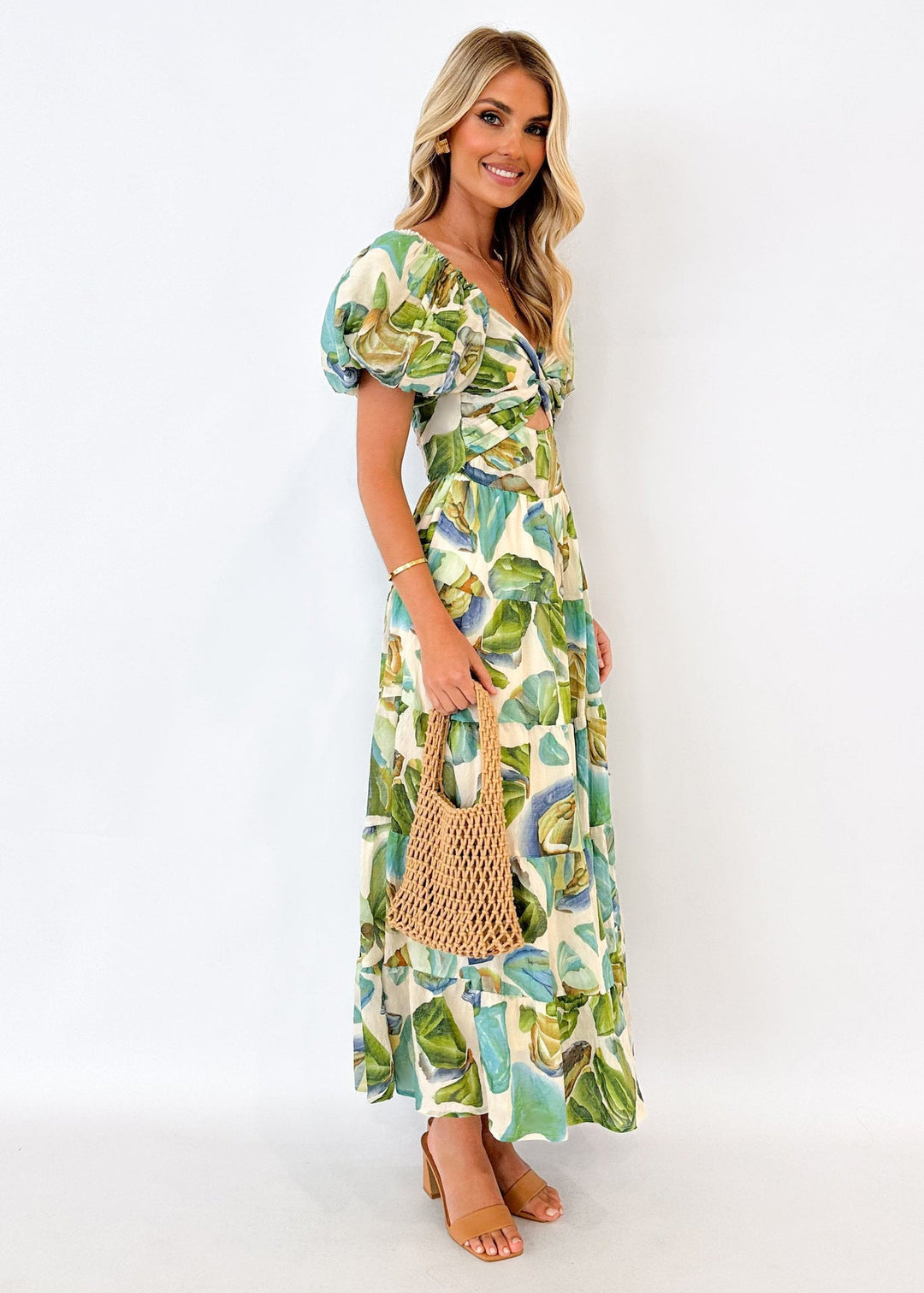 Isla | Robe longue à imprimé avec découpe à la taille