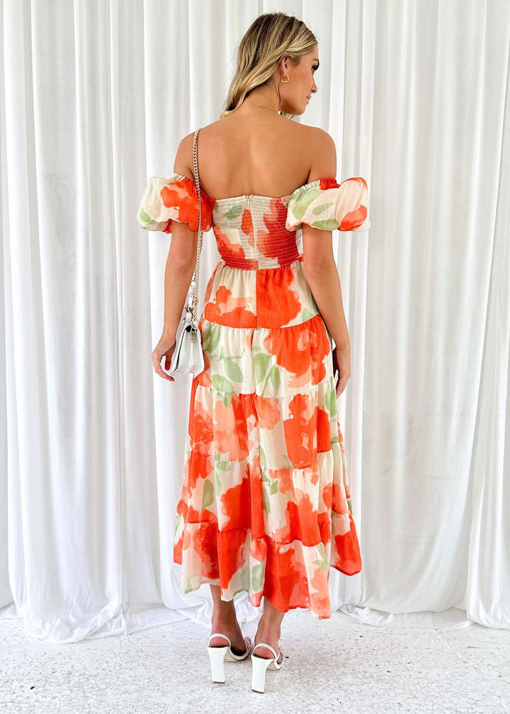 Isla | Robe longue à imprimé avec découpe à la taille