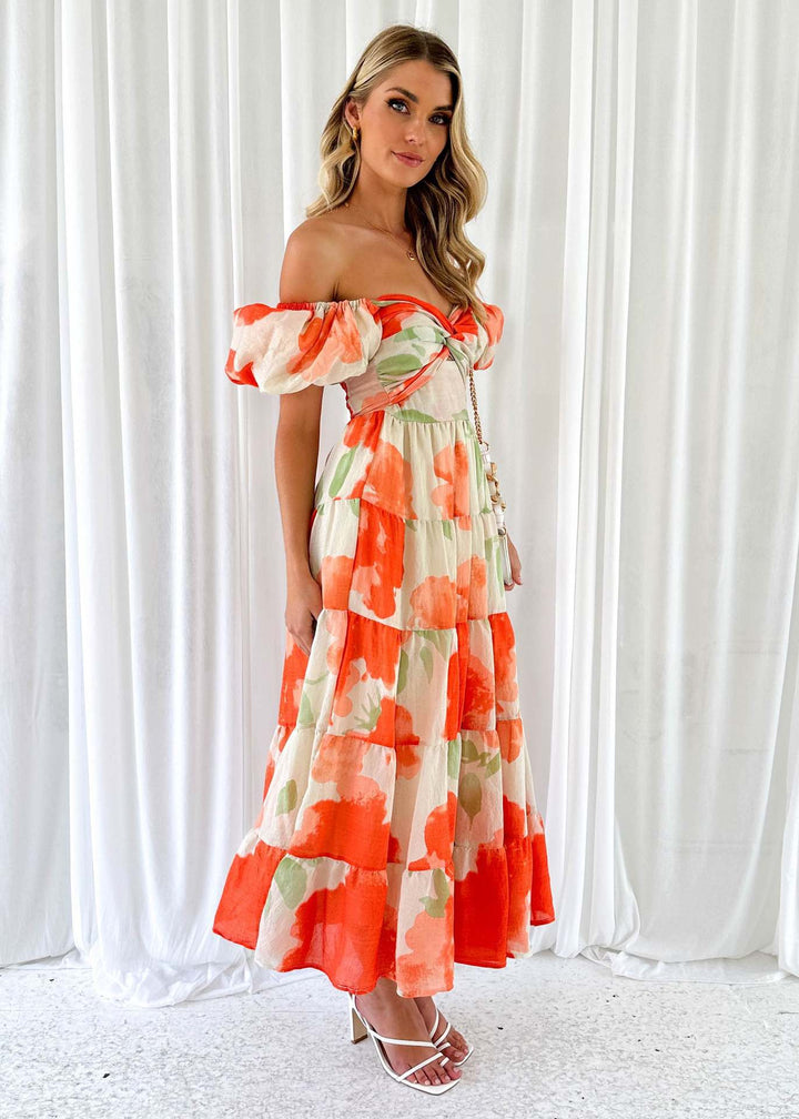 Isla | Robe longue à imprimé avec découpe à la taille